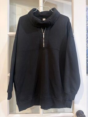 OLD NAVY Womens Oversized Half-Zip Funnel-Neck Sweatshirt Size M Fleece Lined